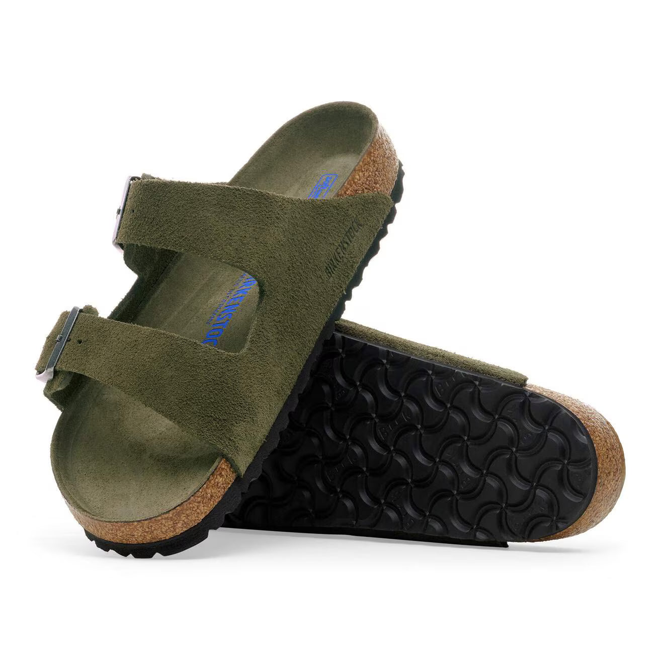 Sandale en cuir- Style Birkenstock - Tonal au thym