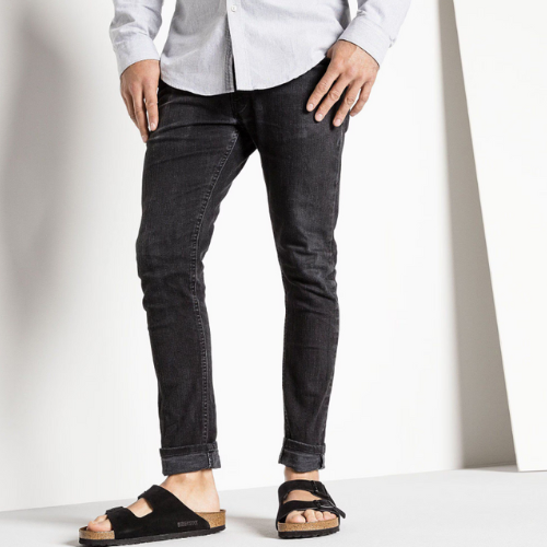 Sandale en cuir- Style Birkenstock - Noir