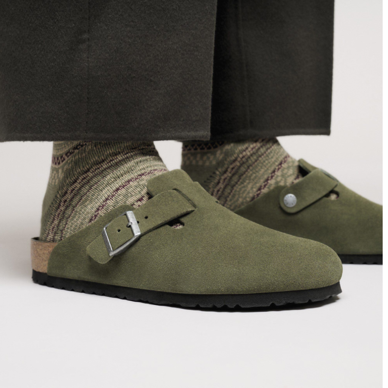 Sabot-en cuir-Birkenstock semelle intérieure douce et-médicale - Vert