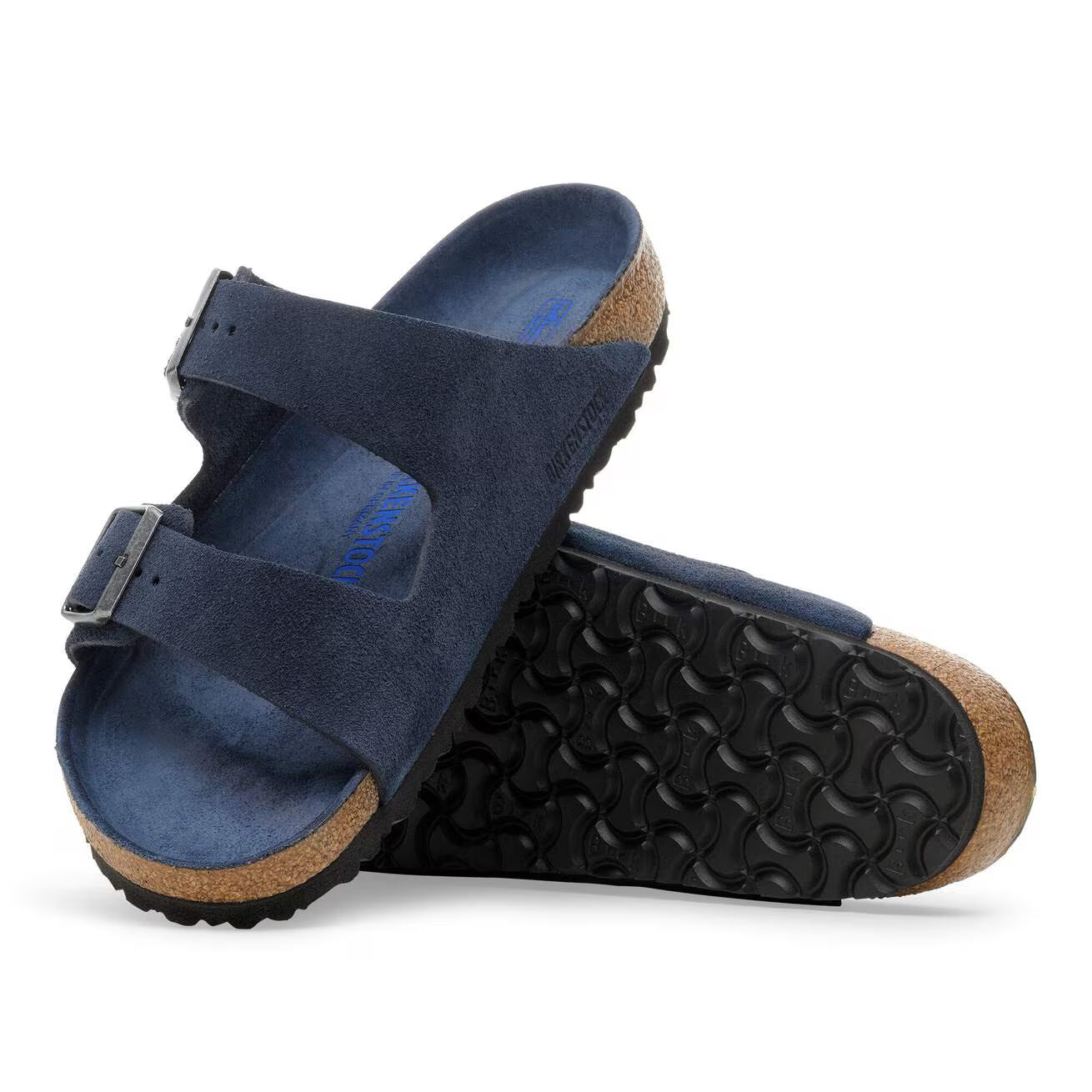 sendale en cuir-Birkenstock semelle intérieure douce et-médicale- Bleu marine