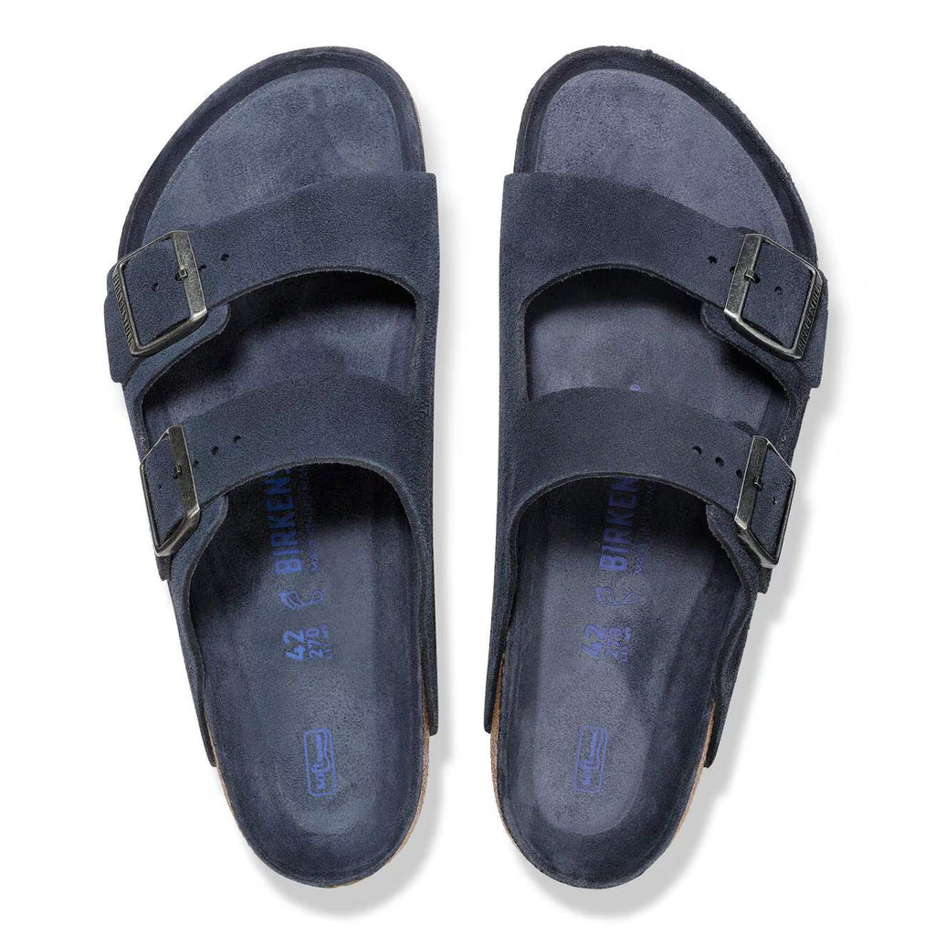 sendale en cuir-Birkenstock semelle intérieure douce et-médicale- Bleu marine