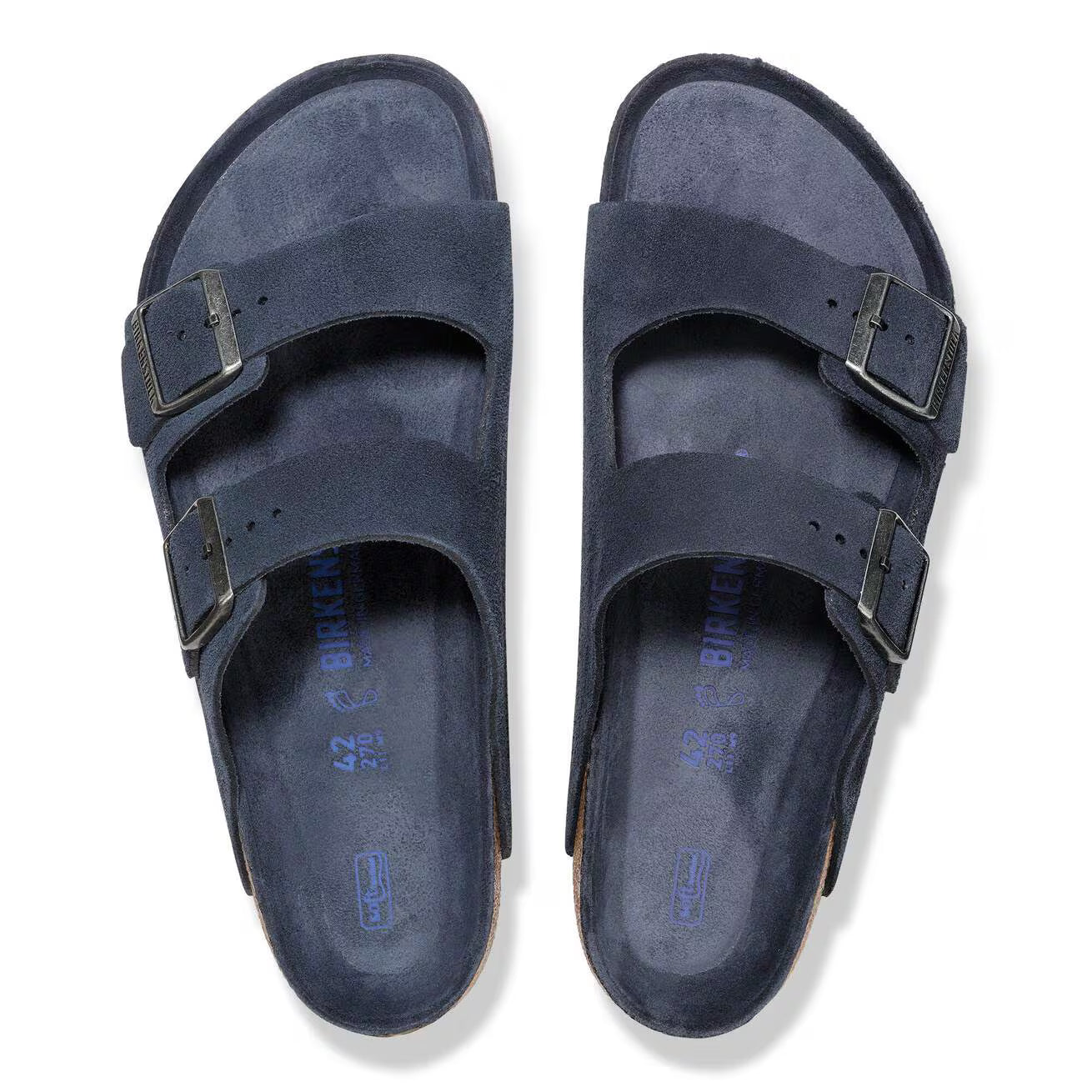 sendale en cuir-Birkenstock semelle intérieure douce et-médicale- Bleu marine