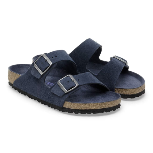 sendale en cuir-Birkenstock semelle intérieure douce et-médicale- Bleu marine