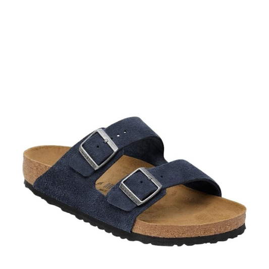 sendale en cuir-Birkenstock semelle intérieure douce et-médicale- Bleu marine