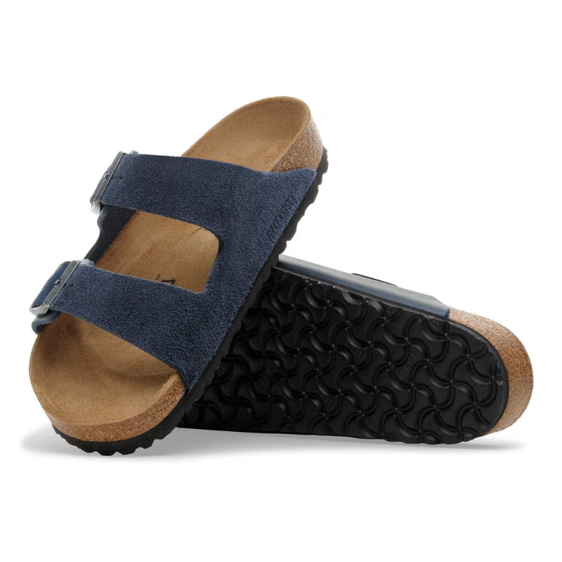 sendale en cuir-Birkenstock semelle intérieure douce et-médicale- Bleu marine