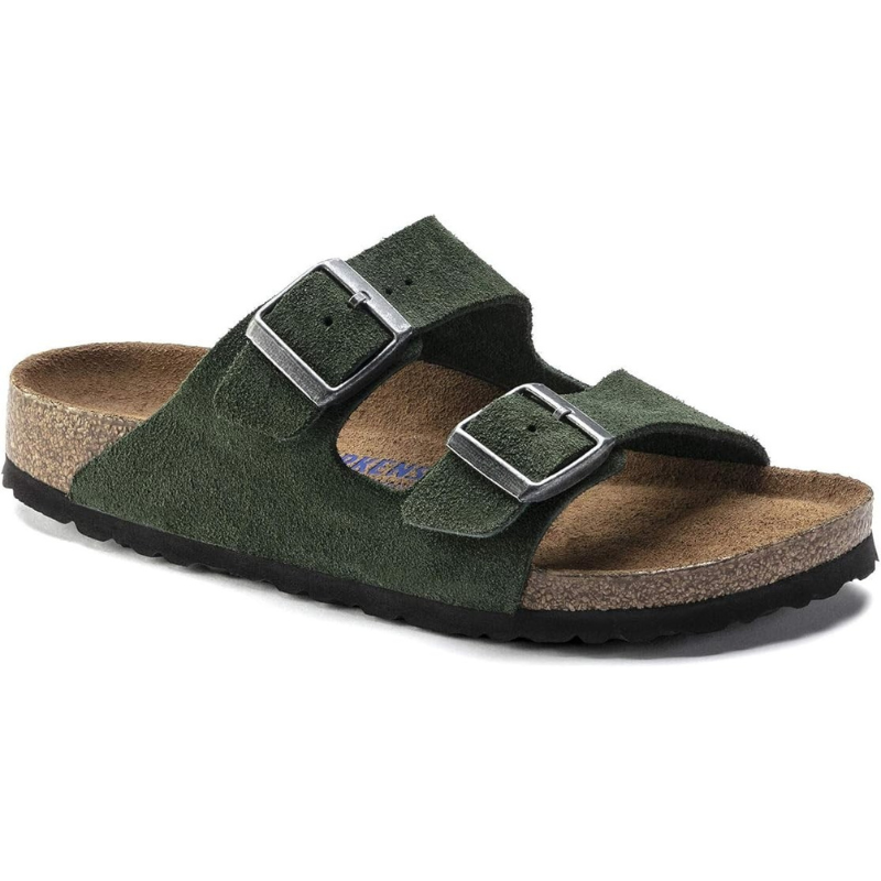 Sandale en cuir- Style Birkenstock - Vert
