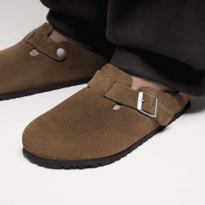 Sabot-en cuir-Birkenstock semelle intérieure douce et-médicale - Marron foncé