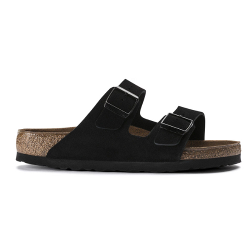 Sandale en cuir- Style Birkenstock  -  Noir