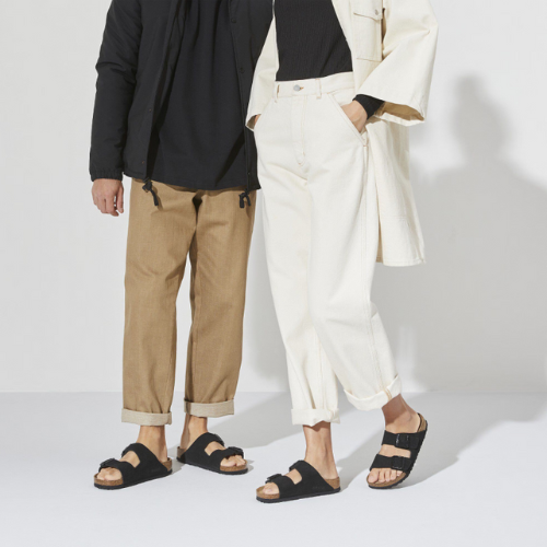 Sandale en cuir- Style Birkenstock  -  Noir