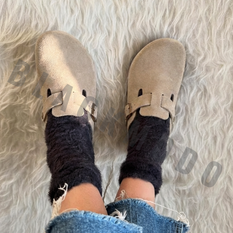 Sabot-en cuir Style Birkenstock  - Taupe