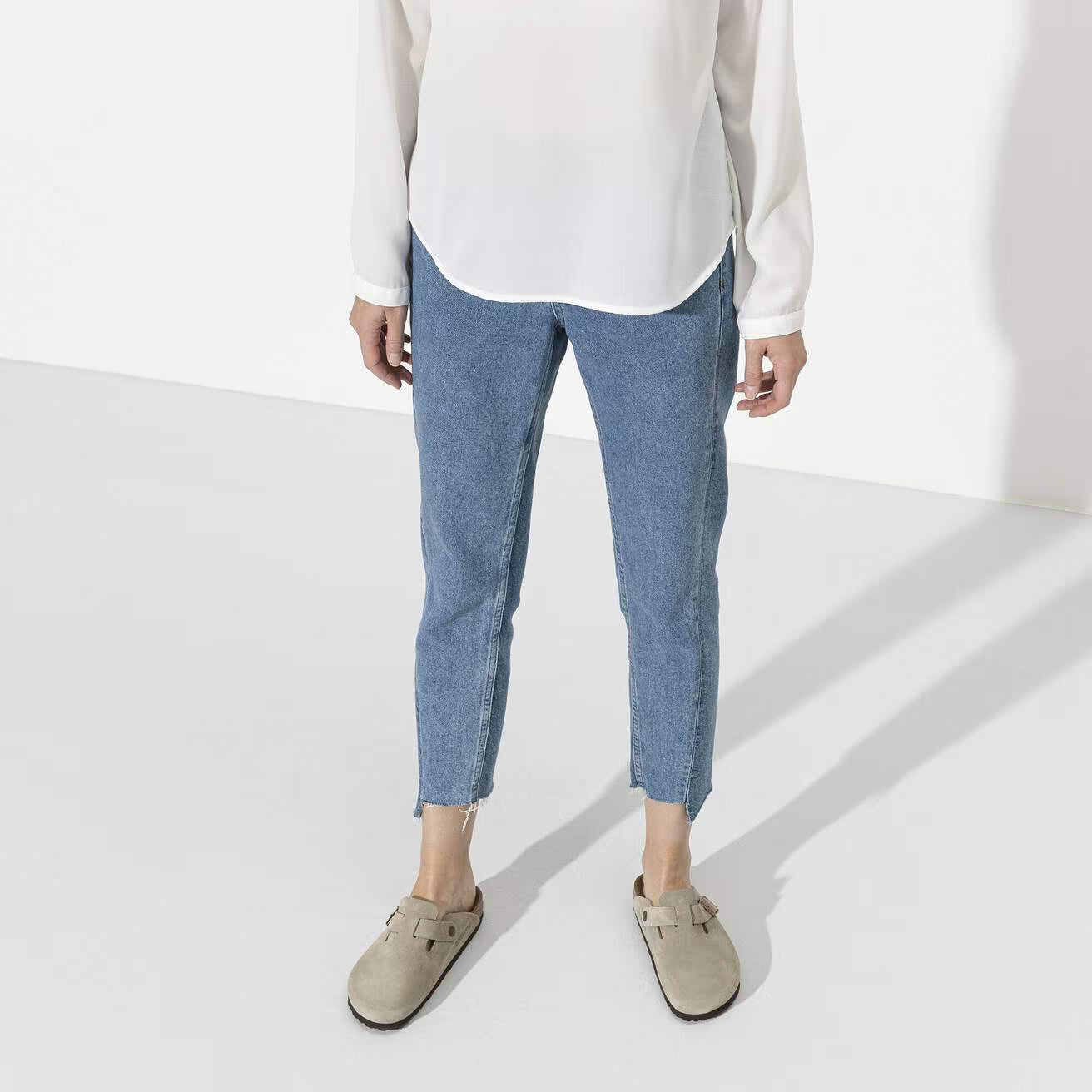 Sabot-en cuir Style Birkenstock  - Taupe