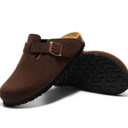 Sabot-en cuir-Birkenstock semelle intérieure douce et-médicale - Marron foncé