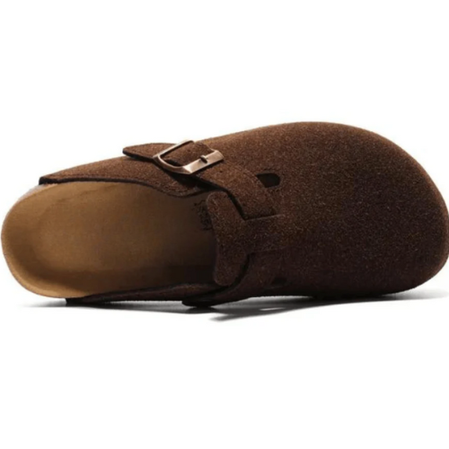 Sabot-en cuir-Birkenstock semelle intérieure douce et-médicale - Marron foncé