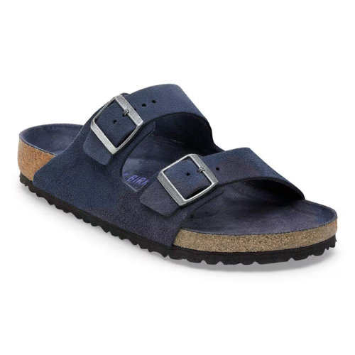 sendale en cuir-Birkenstock semelle intérieure douce et-médicale- Bleu marine