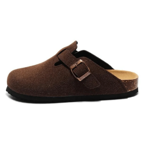 Sabot-en cuir-Birkenstock semelle intérieure douce et-médicale - Marron foncé